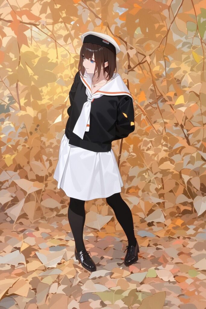 挿絵：入れ替わりによって女子の制服（セーラー服）を着ることになった男子高校生のイラスト