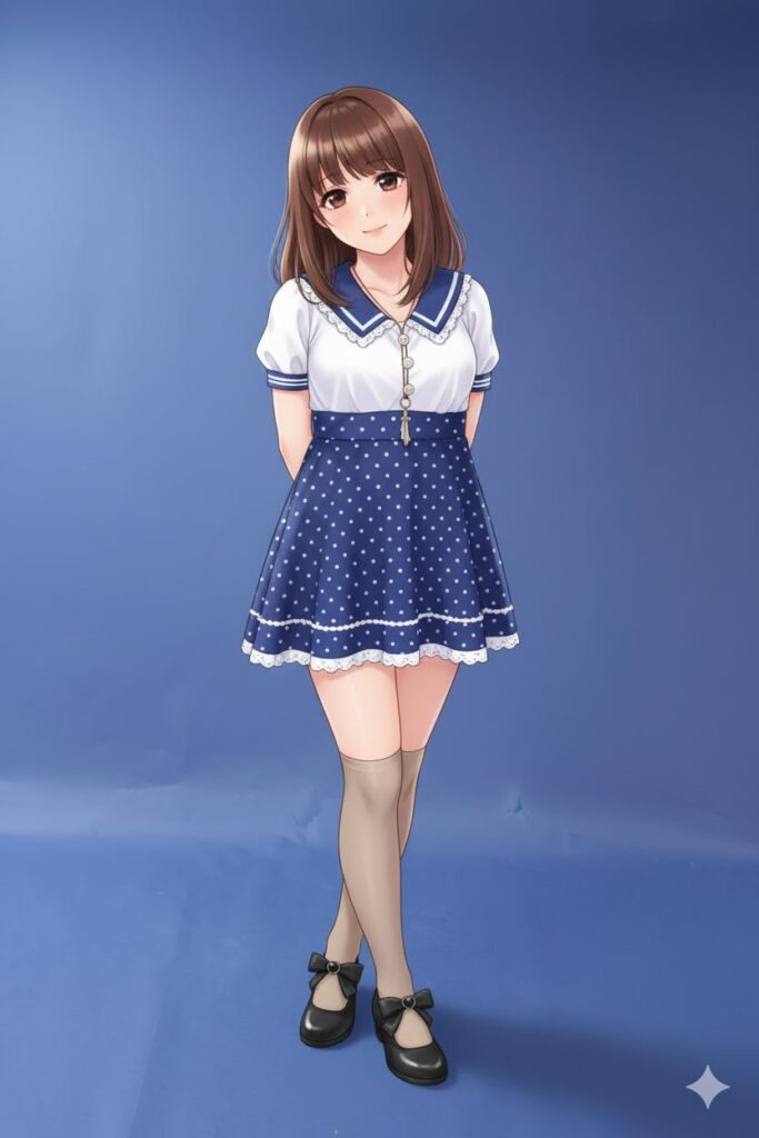 TSF（入れ替わり）小説「鏡の中にいた彼女」の挿絵。アンティークの鏡を通じて女性の身体になった主人公。