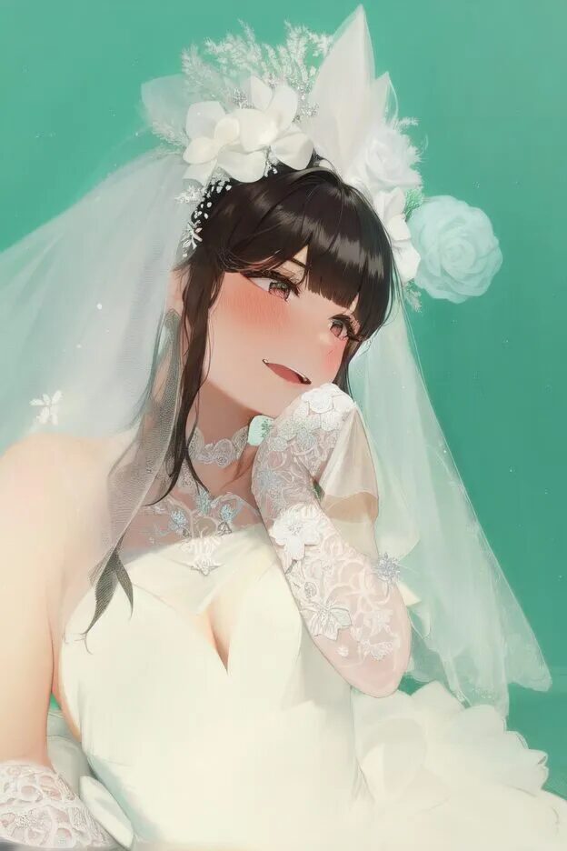 ウエディングドレスを着たアヤの姿のタケシが、鏡に映る自分の見知らぬ容姿に絶望し、震える手で顔を覆う様子